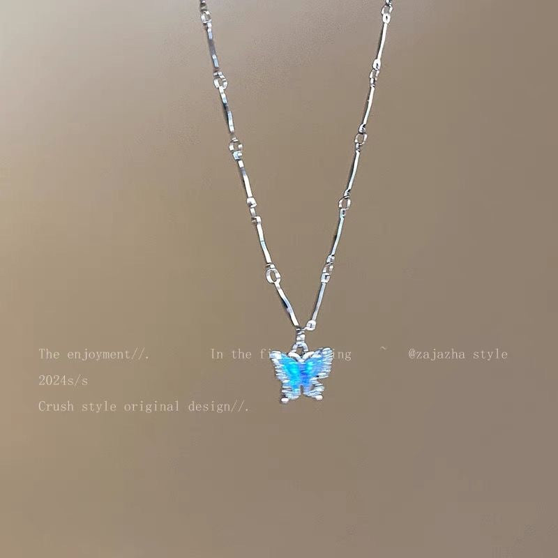 Ocean Blue Butterfly Pendant detail